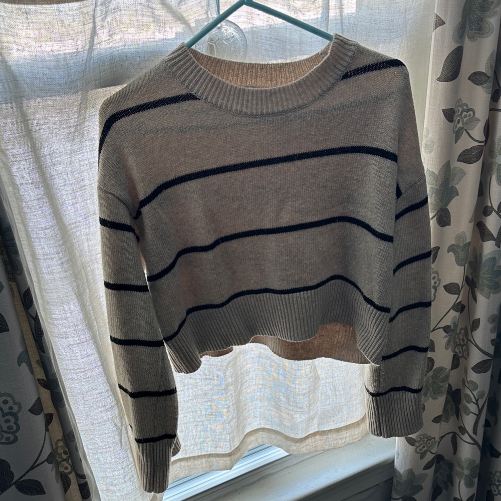 Chic Striped Beige and Black Women's Sweater
